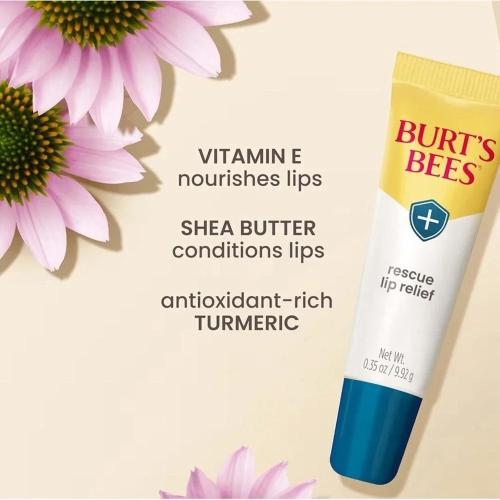 Burt's Bees Rescue Lip Relief Natural Healing Balm, 9.92 g -‎ 2 Pack Set